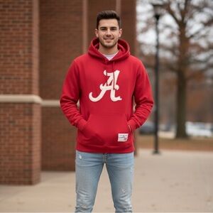 Alabama Crimson Tide Red Embroidered Hoodie Football Sweatshirt Size Medium